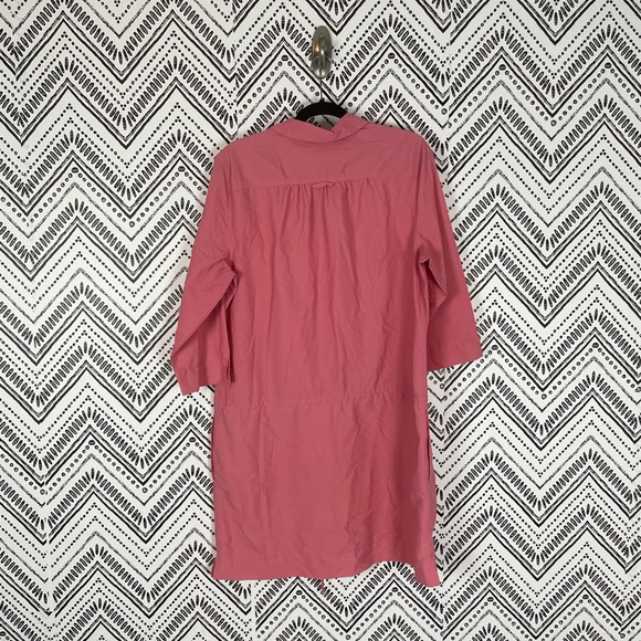 LL Bean Pink 3/4 Sleeve Drawstring Shift Dress XL - Picture 3 of 8